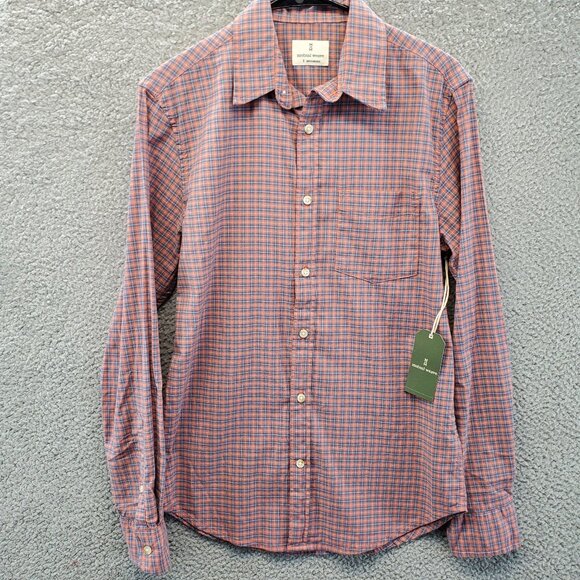 Mutual Weave Red Check Small Men's Button Up Long Sleeve Pocket - Picture 2 of 8